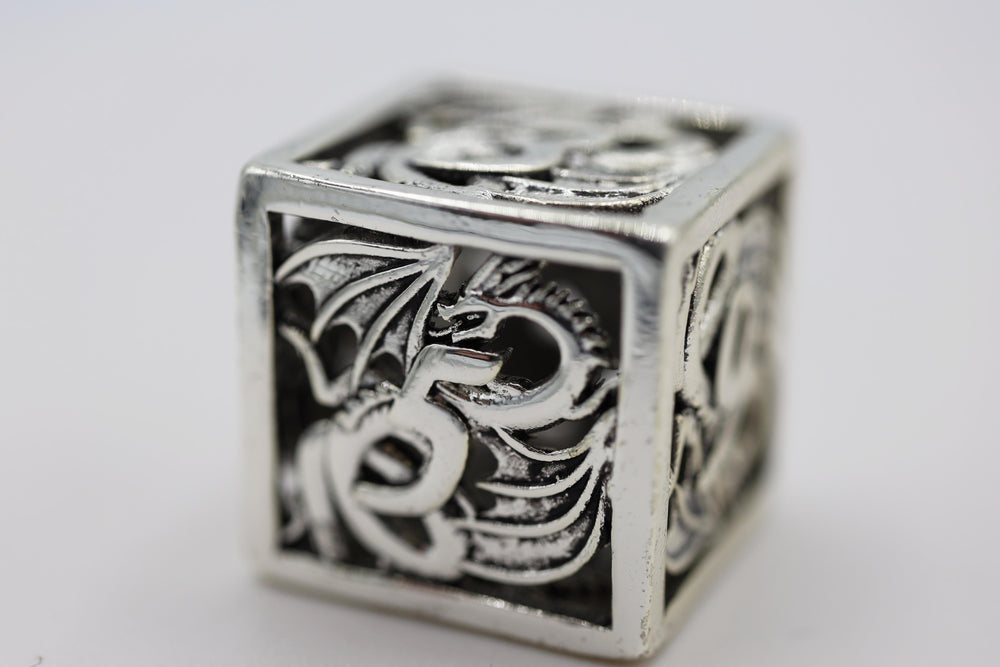 Dragon Essence: Mithril - Hollow Metal RPG Dice Set Metal Dice Foam Brain Games