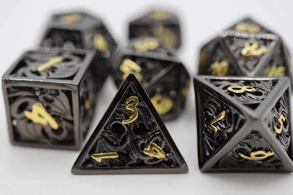 Dragon Essence: Night - Hollow Metal RPG Dice Set Metal Dice Foam Brain Games