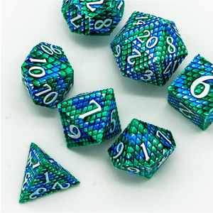 Dragon Scale: Ocean - Metal RPG Dice Set Metal Dice Foam Brain Games