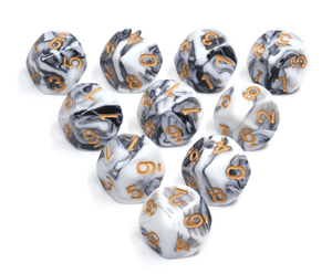 10 piece D10s - Espresso Cream Plastic Dice Foam Brain Games