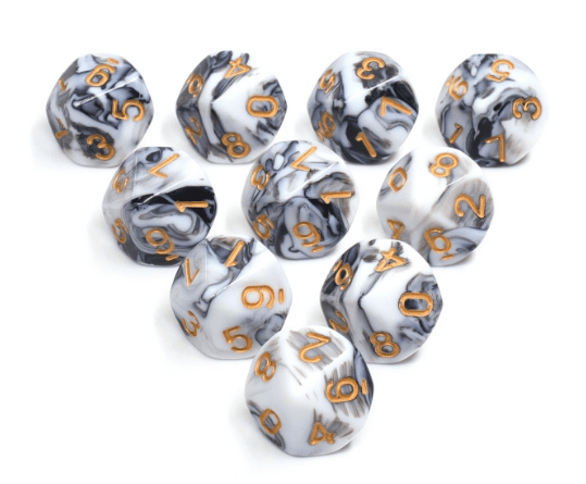 10 piece D10s - Espresso Cream Plastic Dice Foam Brain Games