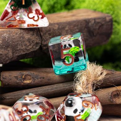 Panda in Bamboo RPG Dice Set Plastic Dice Foam Brain Games