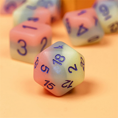 Peach Snow Cone RPG Dice Set Plastic Dice Foam Brain Games