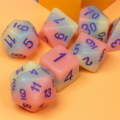 Peach Snow Cone RPG Dice Set Plastic Dice Foam Brain Games