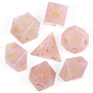 Pink Amethyst Fluorite - Gemstone Engraved with Gold Stone Dice Foam Brain Games