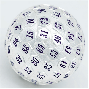 45mm Metal D100 - Platinum with Purple Metal Dice Foam Brain Games