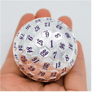 45mm Metal D100 - Platinum with Purple Metal Dice Foam Brain Games