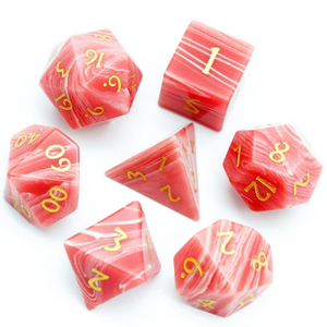 Red Agate - Gemstone Engraved with Gold Stone Dice Foam Brain Games
