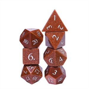 Red Goldstone - Engraved Gemstone Stone Dice Foam Brain Games