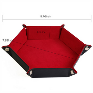Leatherette & Velvet Dice Tray (Red Hex) Dice Tray Foam Brain Games