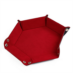 Leatherette & Velvet Dice Tray (Red Hex) Dice Tray Foam Brain Games