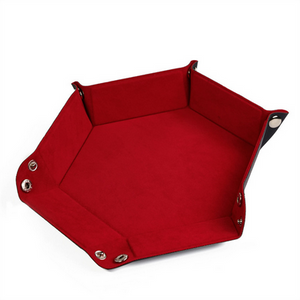 Leatherette & Velvet Dice Tray (Red Hex) Dice Tray Foam Brain Games