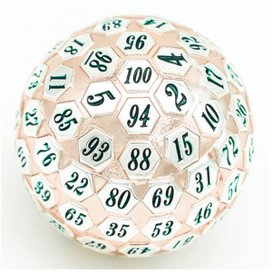 45mm Metal D100 - Rose Gold & Silver Metal Dice Foam Brain Games