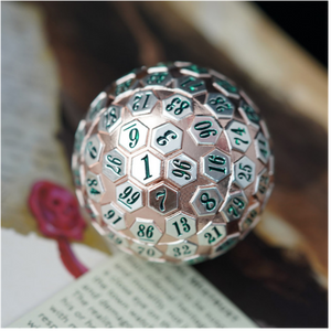 45mm Metal D100 - Rose Gold & Silver Metal Dice Foam Brain Games