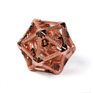 Hollow Dragon Keep D20 - Rose Gold Metal Dice Foam Brain Games