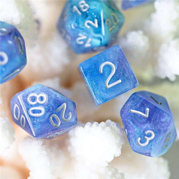 Cerulean Night RPG Dice Set Plastic Dice Foam Brain Games