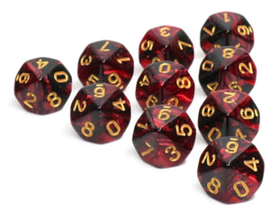 10 piece D10s - Joker's Wild Plastic Dice Foam Brain Games