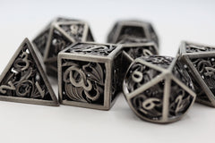 Dragon Essence: Silver - Hollow Metal RPG Dice Set Metal Dice Foam Brain Games