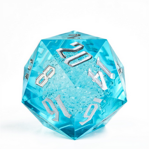 55mm Titan D20 - Sharp Edge Cyan Bubbles Plastic Dice Foam Brain Games