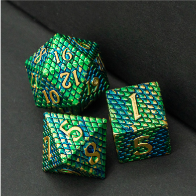 Dragon Scale: Venom - Metal RPG Dice Set Metal Dice Foam Brain Games