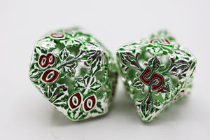 Fleur de Lis: Green - Hollow Metal RPG Dice Set Metal Dice Foam Brain Games