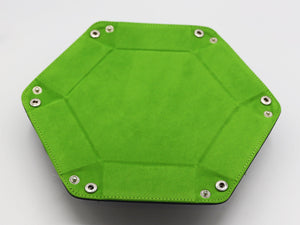 Leatherette & Velvet Hex Dice Tray (Navy with Lime) Dice Tray Foam Brain Games