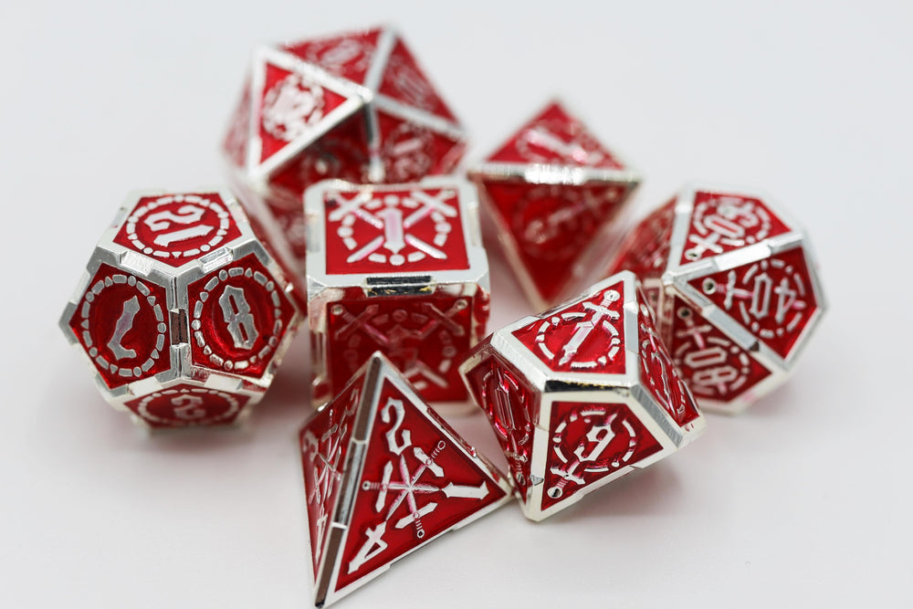 Crossed Swords: Sword of Hearts - Metal RPG Dice Set Metal Dice Foam Brain Games