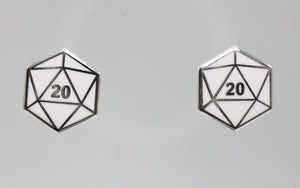 D20 Stud Earrings: White Jewelry Foam Brain Games